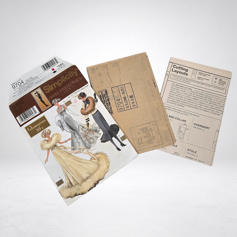 Simplicity Sewing Pattern 9704 Fashion Doll OS Multi Good Glamorous 30s Gowns